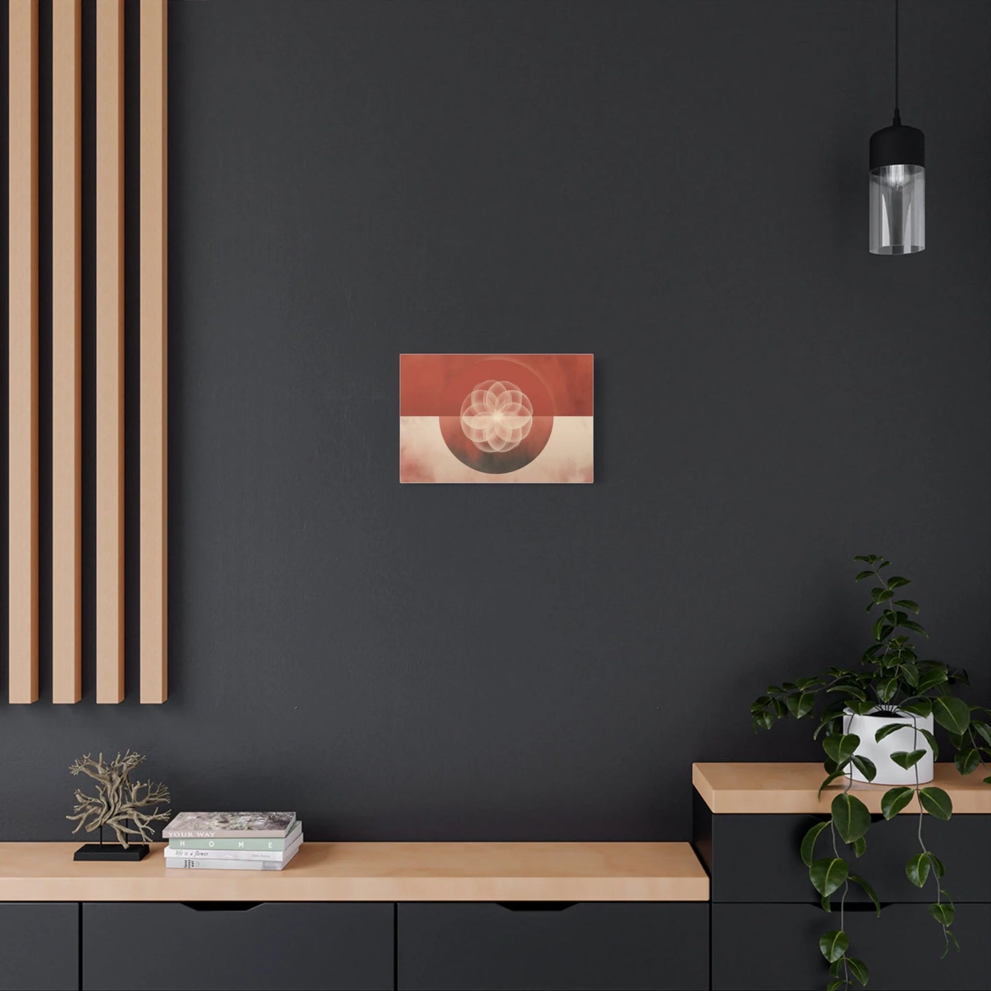 Tableau toile mandala — palette rouge brique et beige