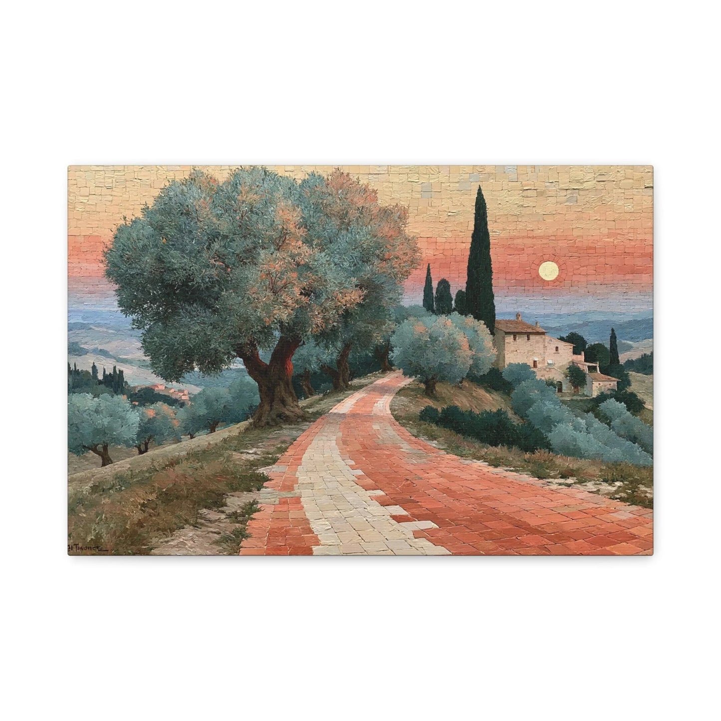 Tableau en Mosaïque Oliveraie Terracotta - Midi Ancien