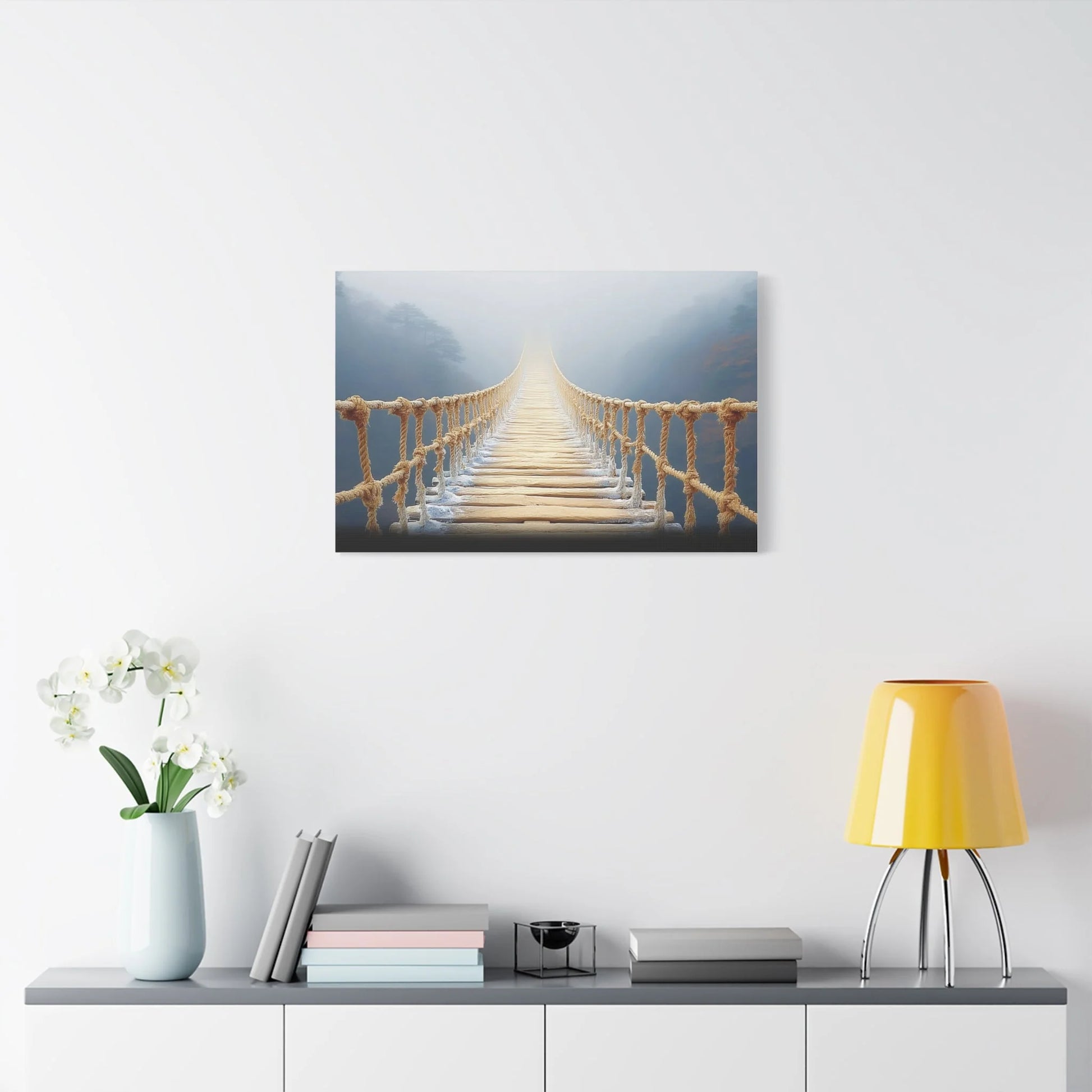 Tableau Pont brume zen format horizontal couloir