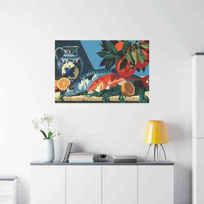 Tableau Nature Morte Poisson Corail Mer - Table Marine - vue mur grande hauteur