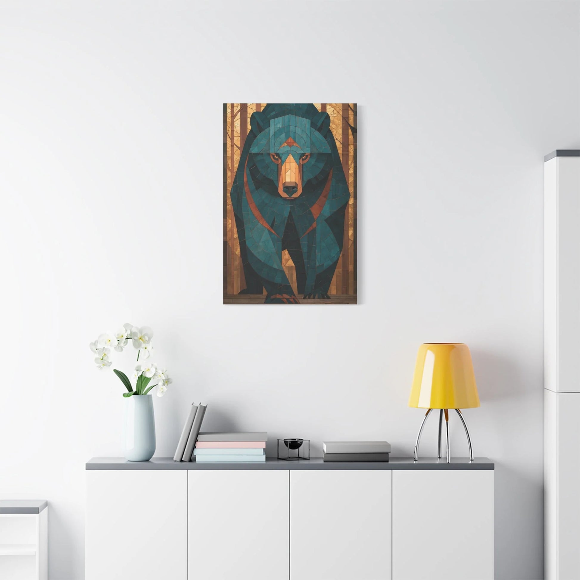 Tableau en Mosaïque Ours Brun Forêt - Gardien Byzantine - ambiance loft haut de plafond