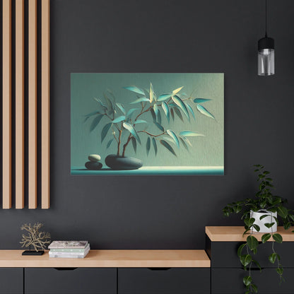 Tableau Zen Vert Sauge - Galets et Bambou — Art Virtuoso