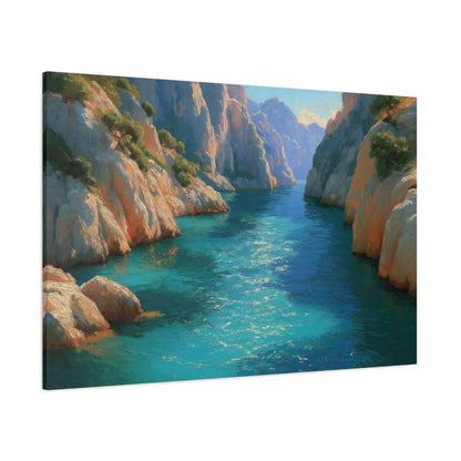 Calanques mediterraneennes avec falaises rocheuses pins et eau turquoise - Art Virtuoso - vue 18/20
