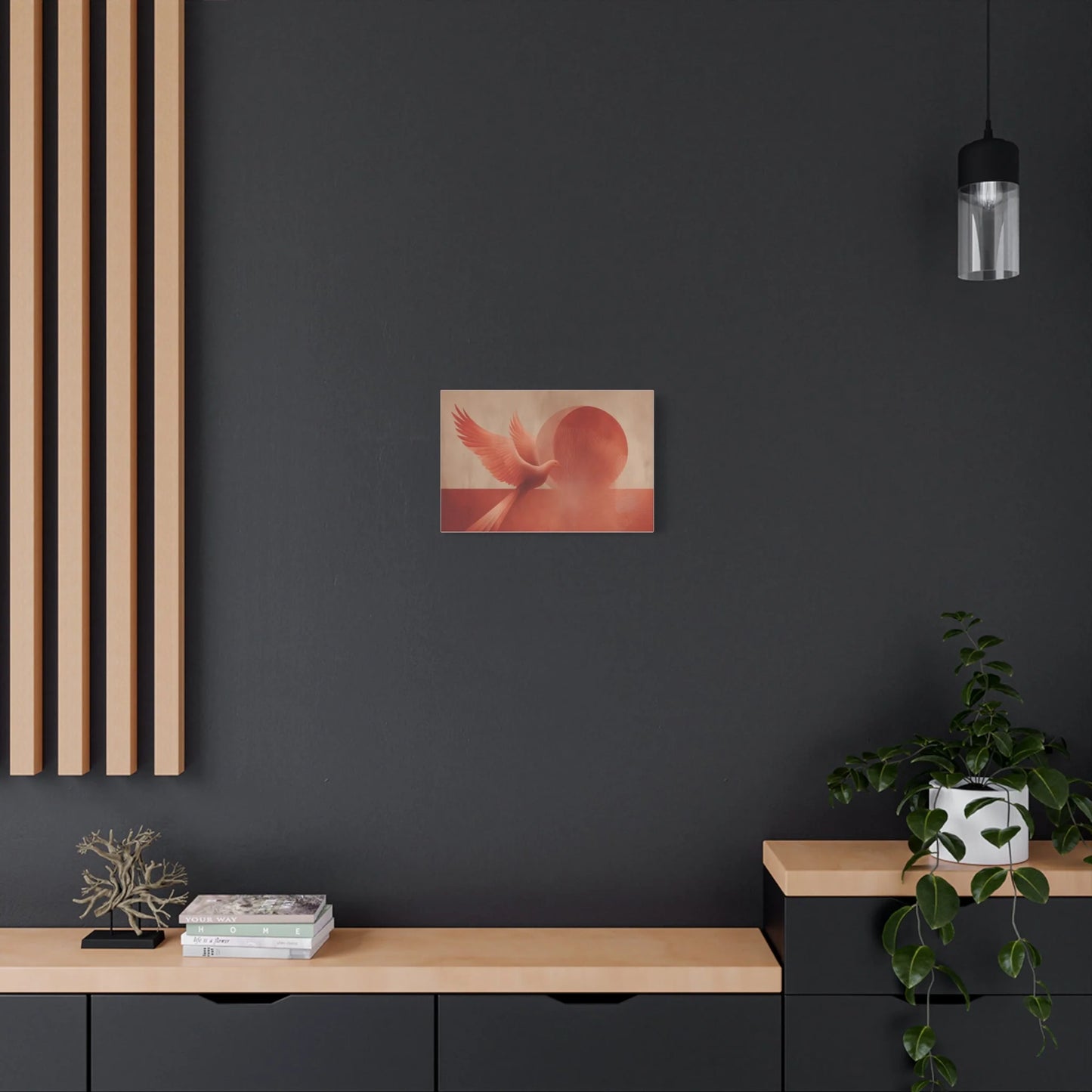 Tableau toile phénix — palette rouge brique et ocre