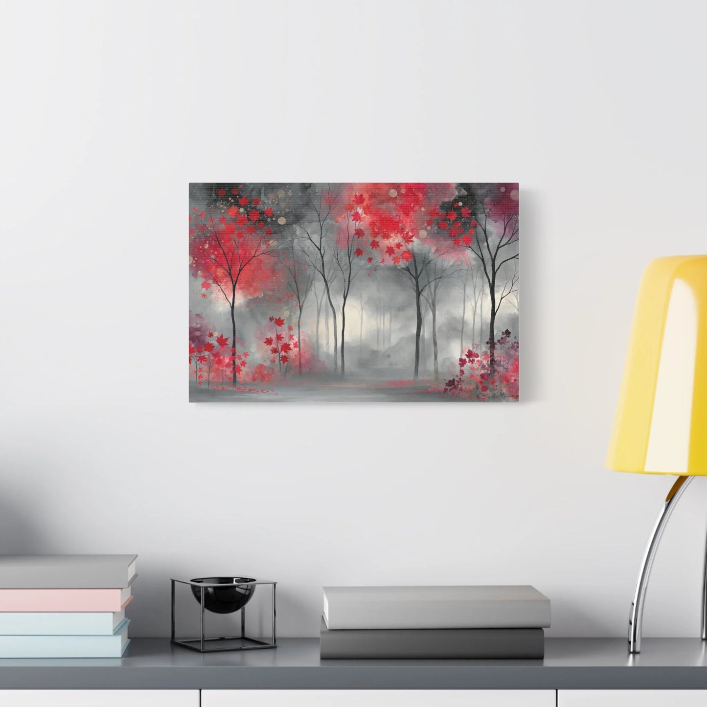 Tableau Gris rouge automne dans un hall d'hôtel