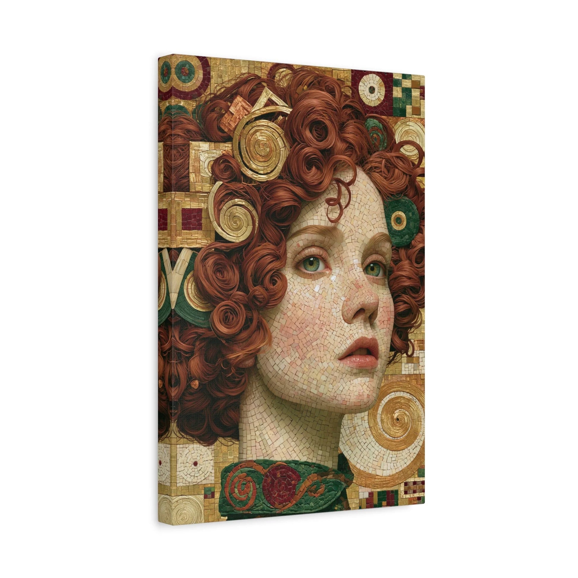 Tableau en Mosaïque Femme Klimt Dorée - Éclat du Baiser - ambiance chambre adolescent