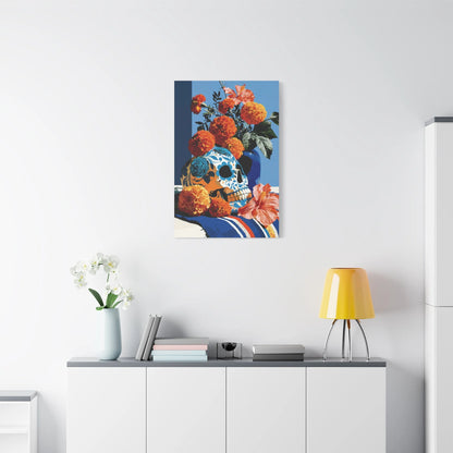 Tableau Nature Morte Vanitas Mexicaine Día de Muertos - Fête des Ombres - ambiance loft haut de plafond