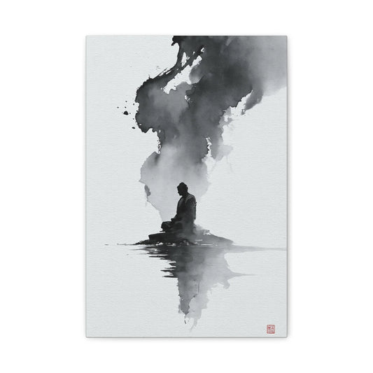 Tableau Calligraphie Bouddhique - Sagesse en Sumi-e