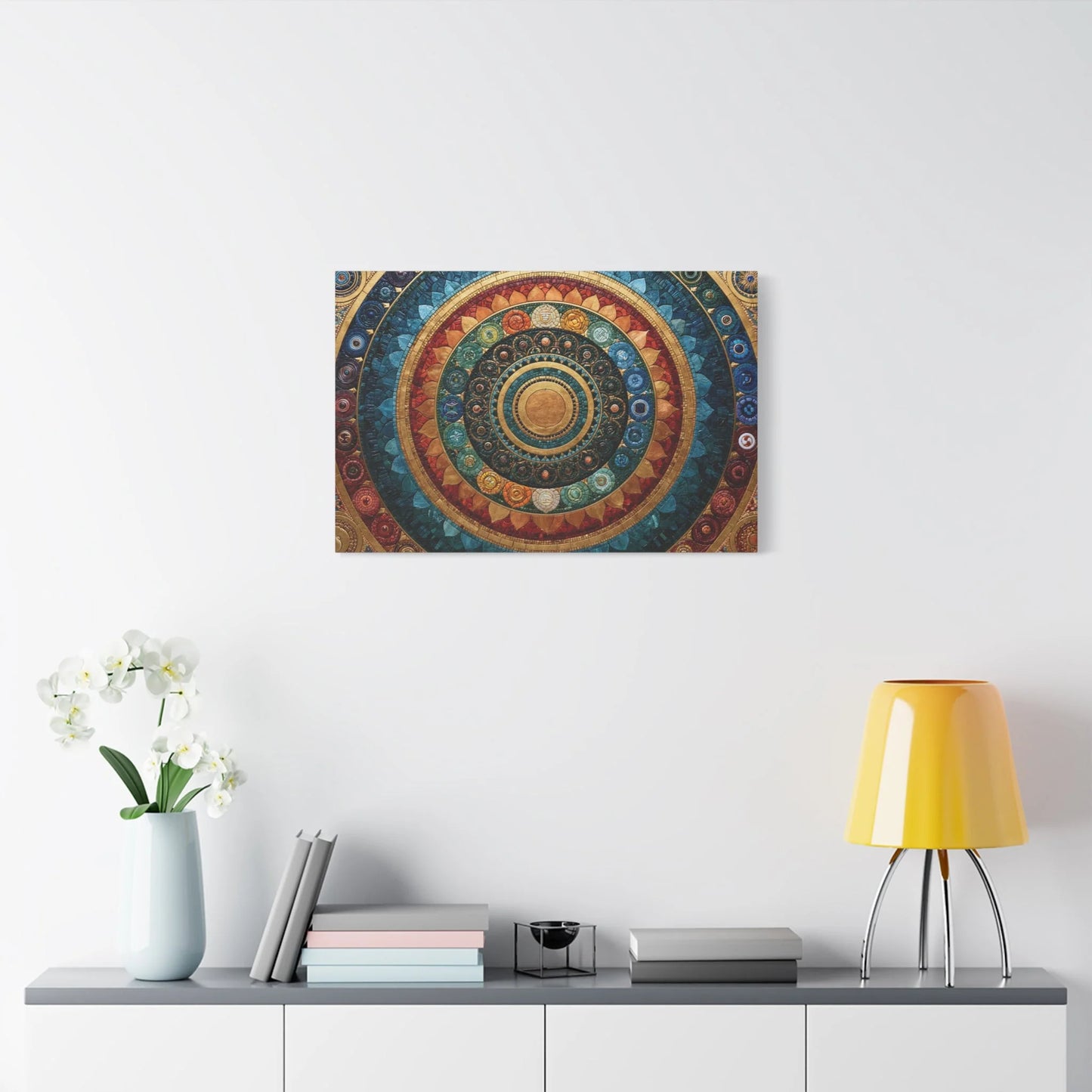 Tableau en Mosaïque Mandala Chakras - Roue Intérieure - grand format salon spacieux