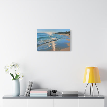 Plage de sable dore avec vagues douces et lumiere d ete sur la mer - Art Virtuoso - vue 10/20