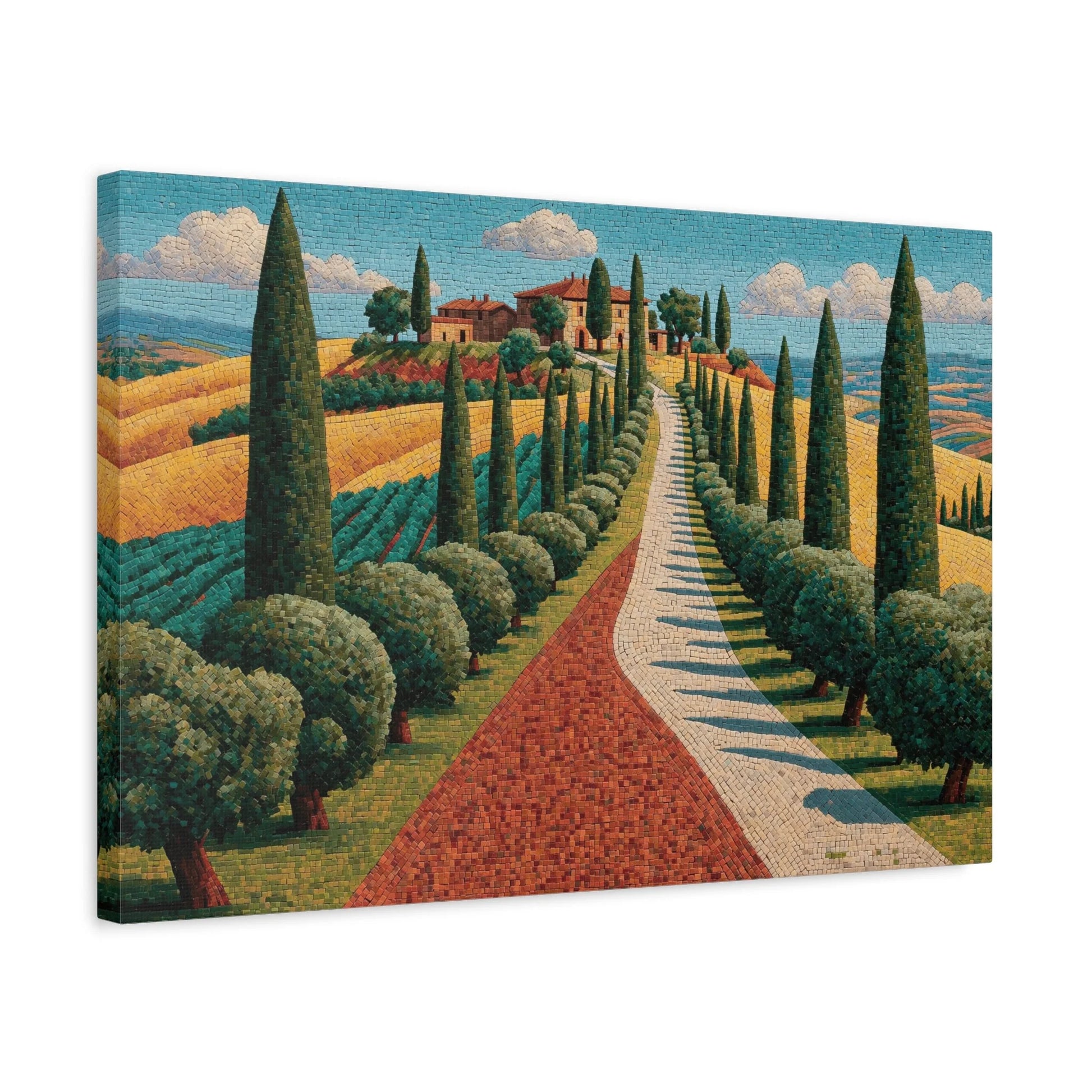 Tableau en Mosaïque Toscane Cyprès - Vignobles de Pierre - intégration loft industriel