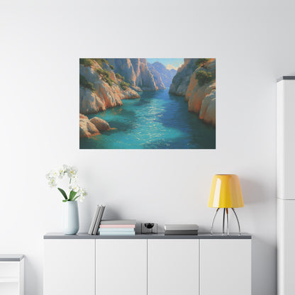 Calanques mediterraneennes avec falaises rocheuses pins et eau turquoise - Art Virtuoso - vue 19/20