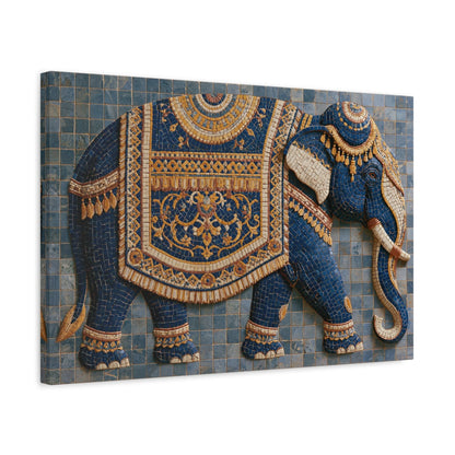 Tableau en Mosaïque Éléphant d’Asie Ornemental - Parade Sacrée - intégration loft industriel