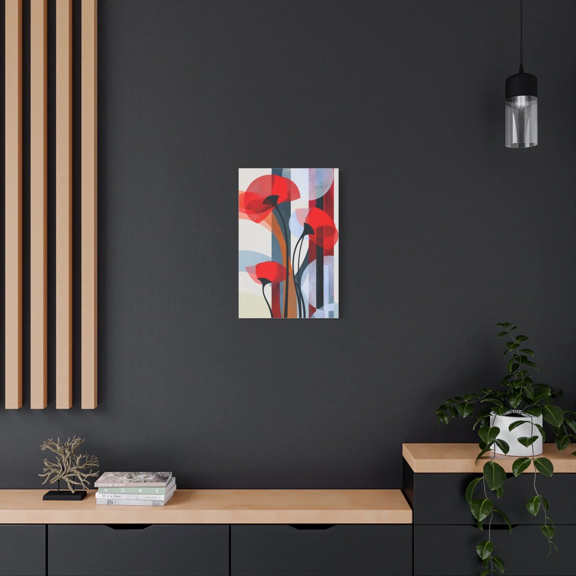 Tableau Coquelicot Minimaliste - Design Scandinave - décor pièce à vivre lumineuse
