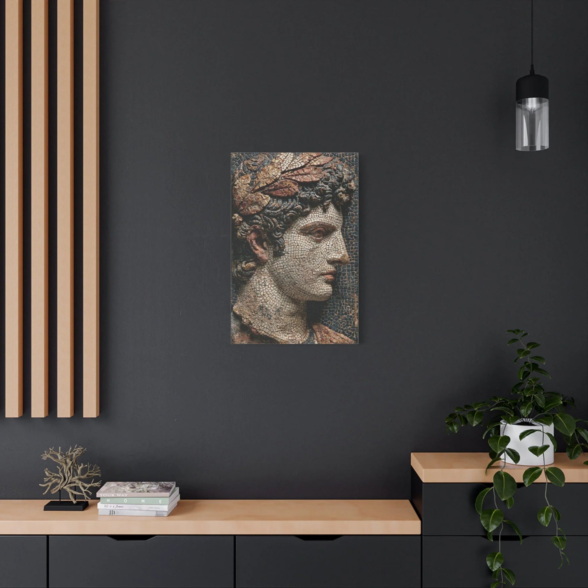 Tableau en Mosaïque Buste Grec Antique - Profil de Marbre - vue intérieur architecte