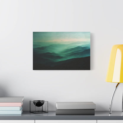 Tableau Vallons brumeux vert sauge ambiance scandinave