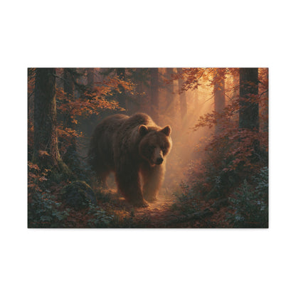 Tableau Ours Brun Automne - Forêt Ambrée - format L