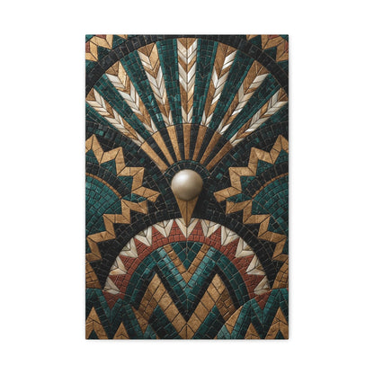 Tableau en Mosaïque Art Déco Éventail - Symétrie Dorée - vue mur blanc minimaliste