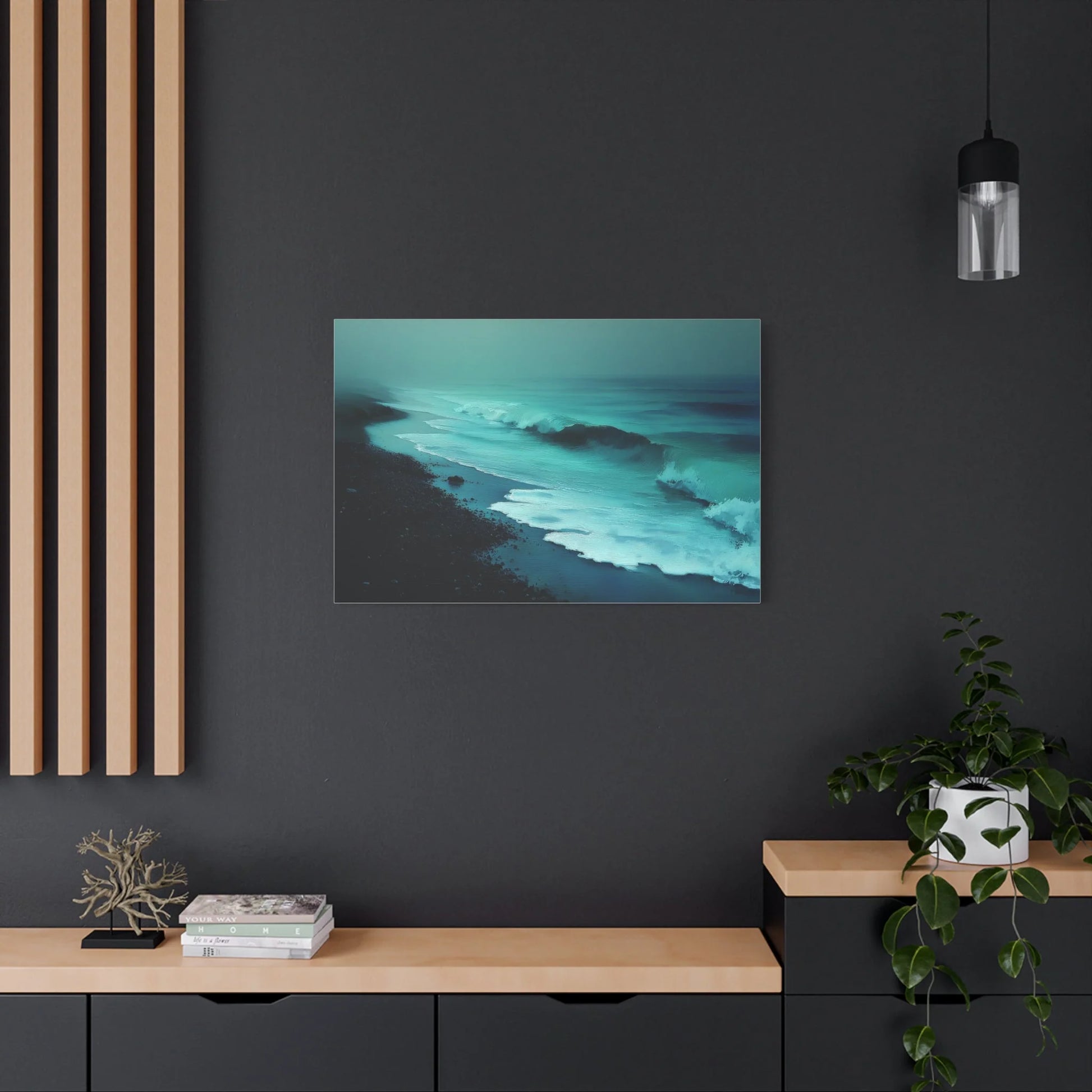 Tableau Vague vert sauge atmosphère écossaise