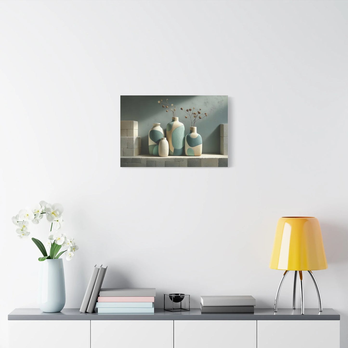 Tableau Céramiques vert sauge esprit hôtel boutique