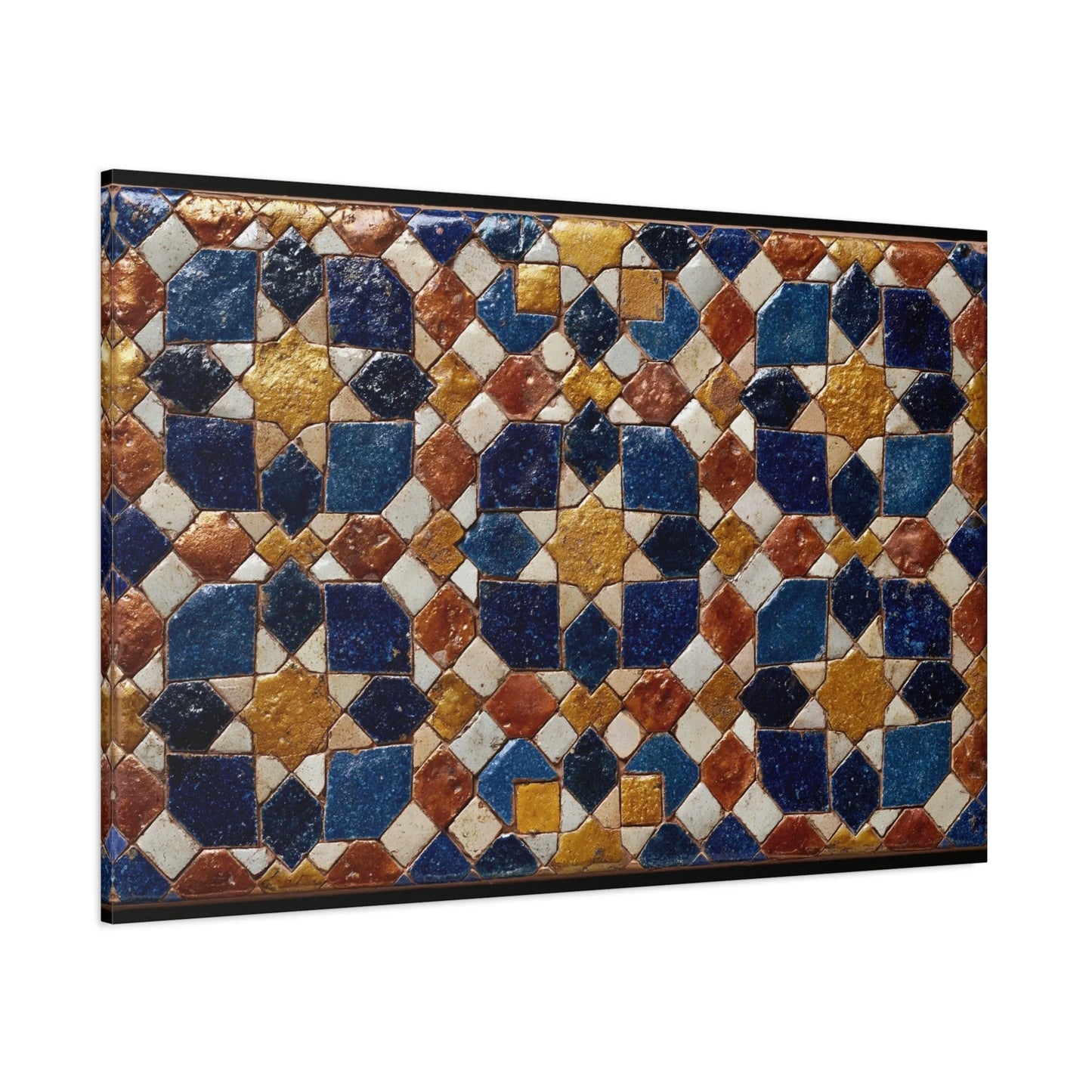 Tableau en Mosaïque Alhambra Bleu - Jardin de Zellige - décor monumental espace ouvert