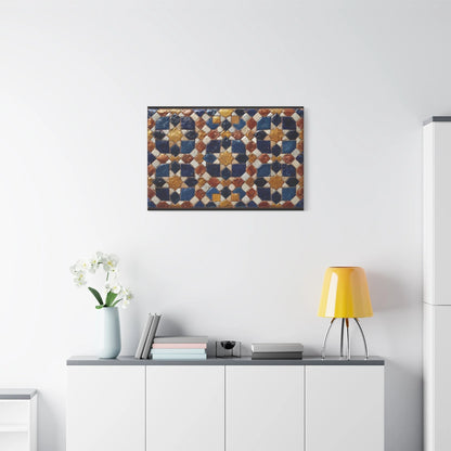 Tableau en Mosaïque Alhambra Bleu - Jardin de Zellige - ambiance loft haut de plafond