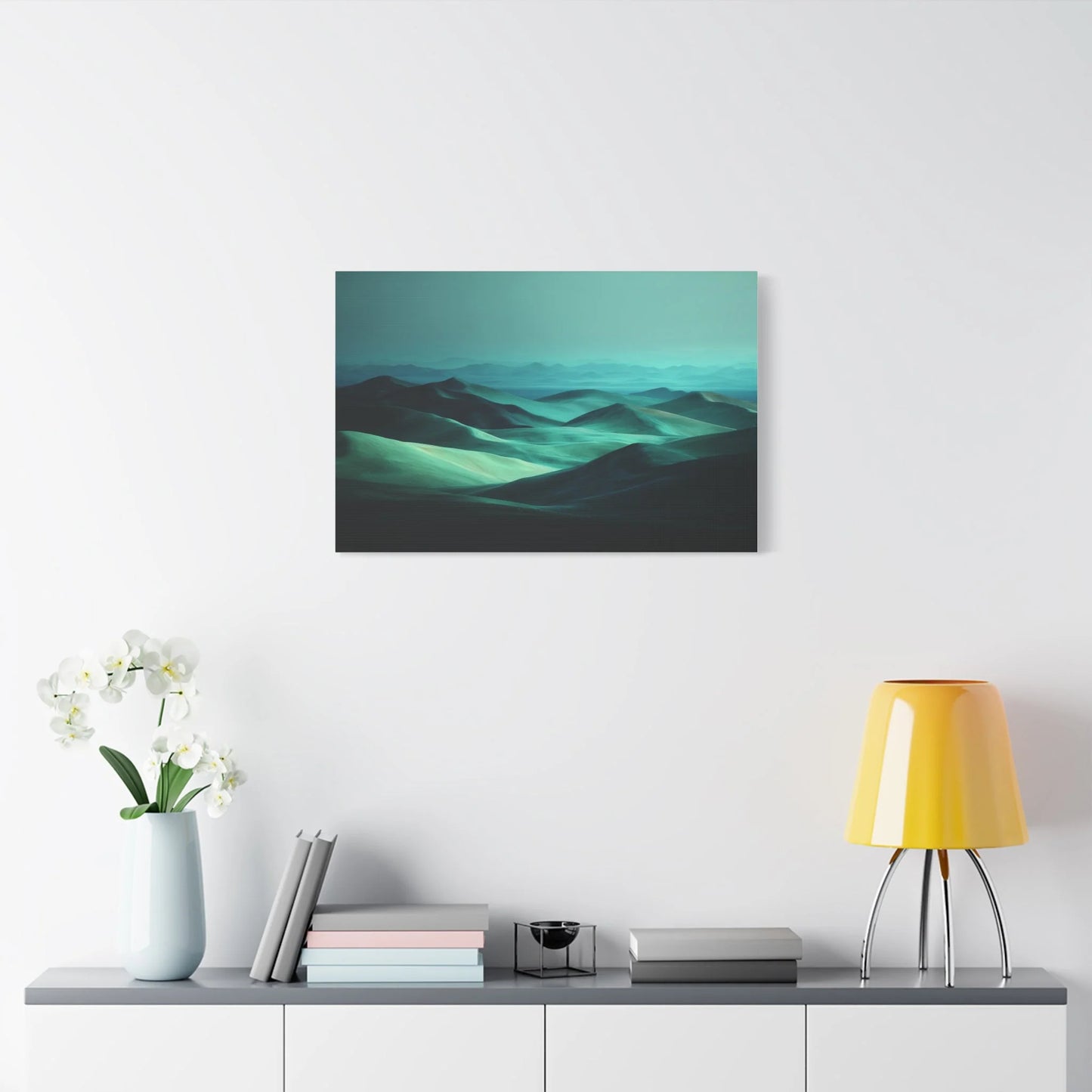 Tableau Dunes vert sauge format horizontal fenêtre désertique