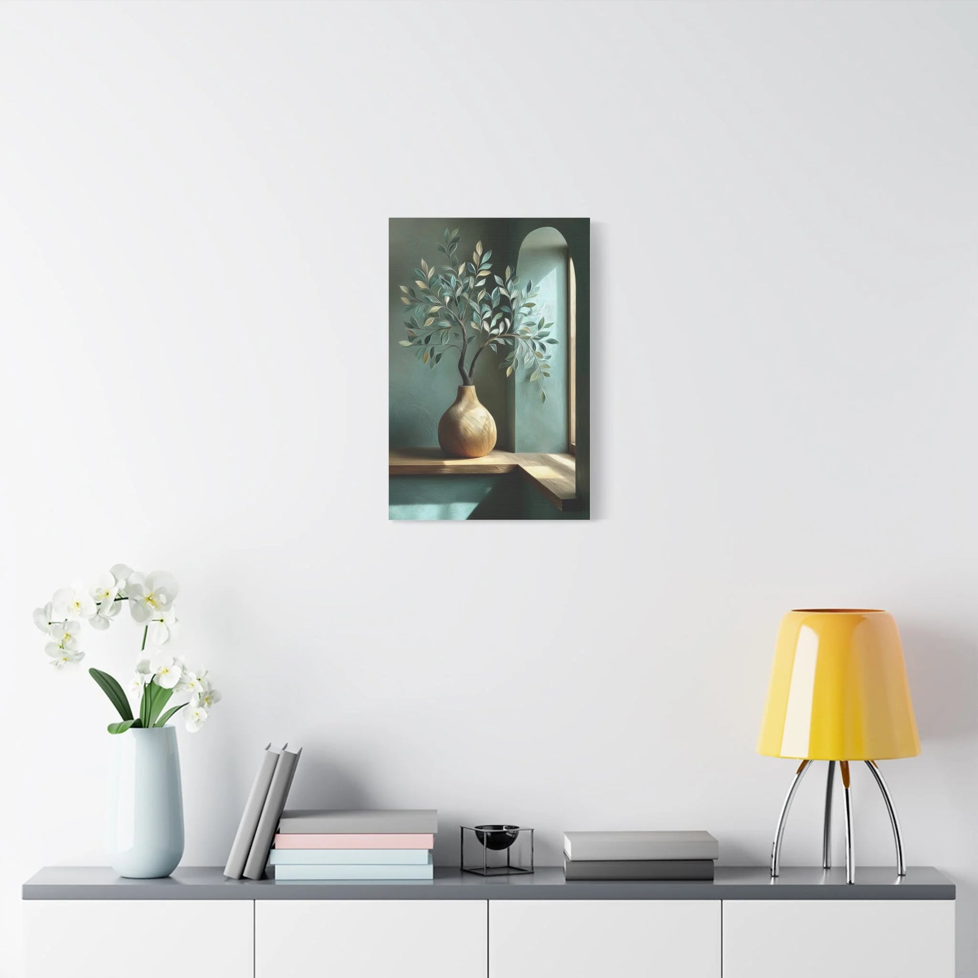 Tableau Vase bois vert sauge esprit scandinave