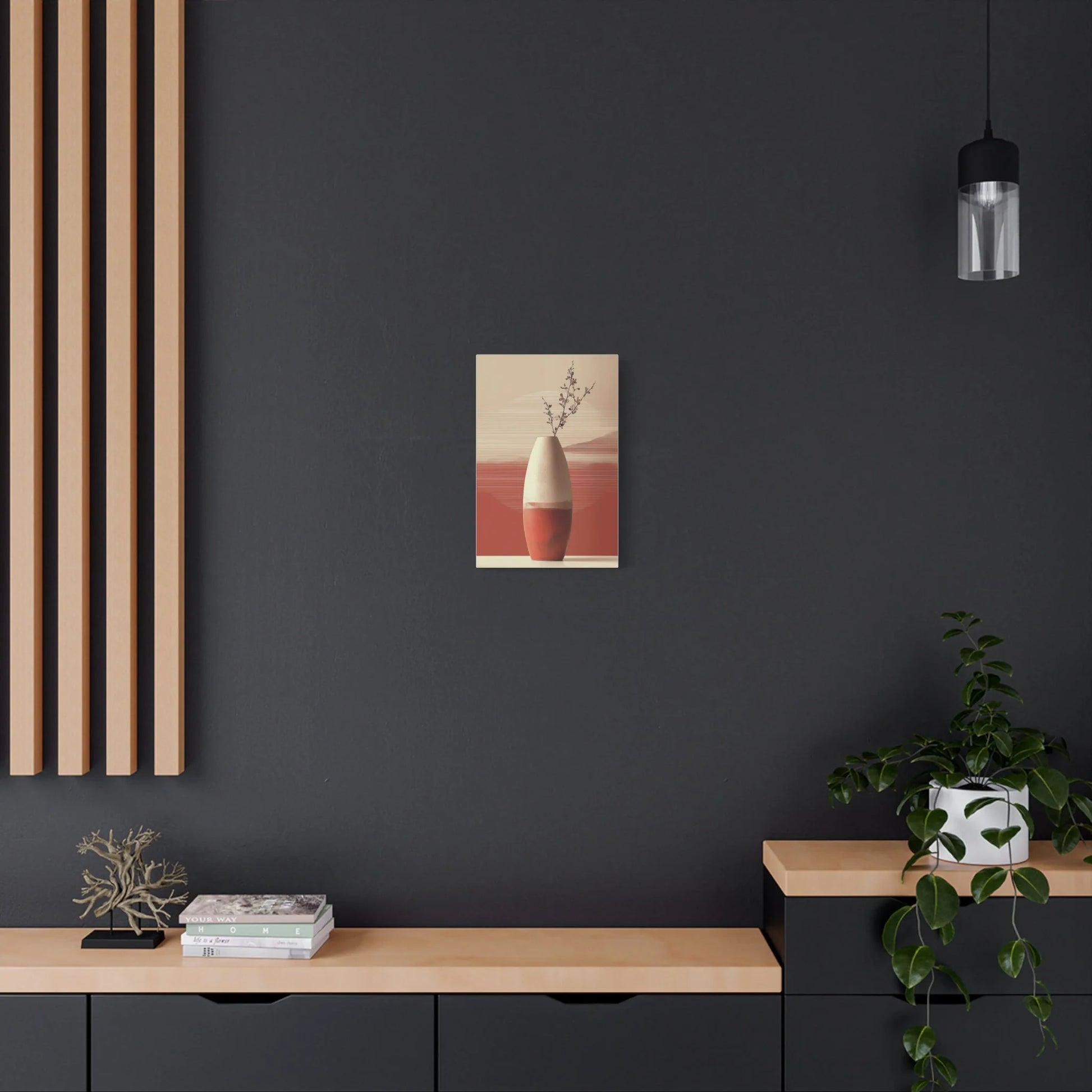 Tableau toile vase — composition verticale minimaliste