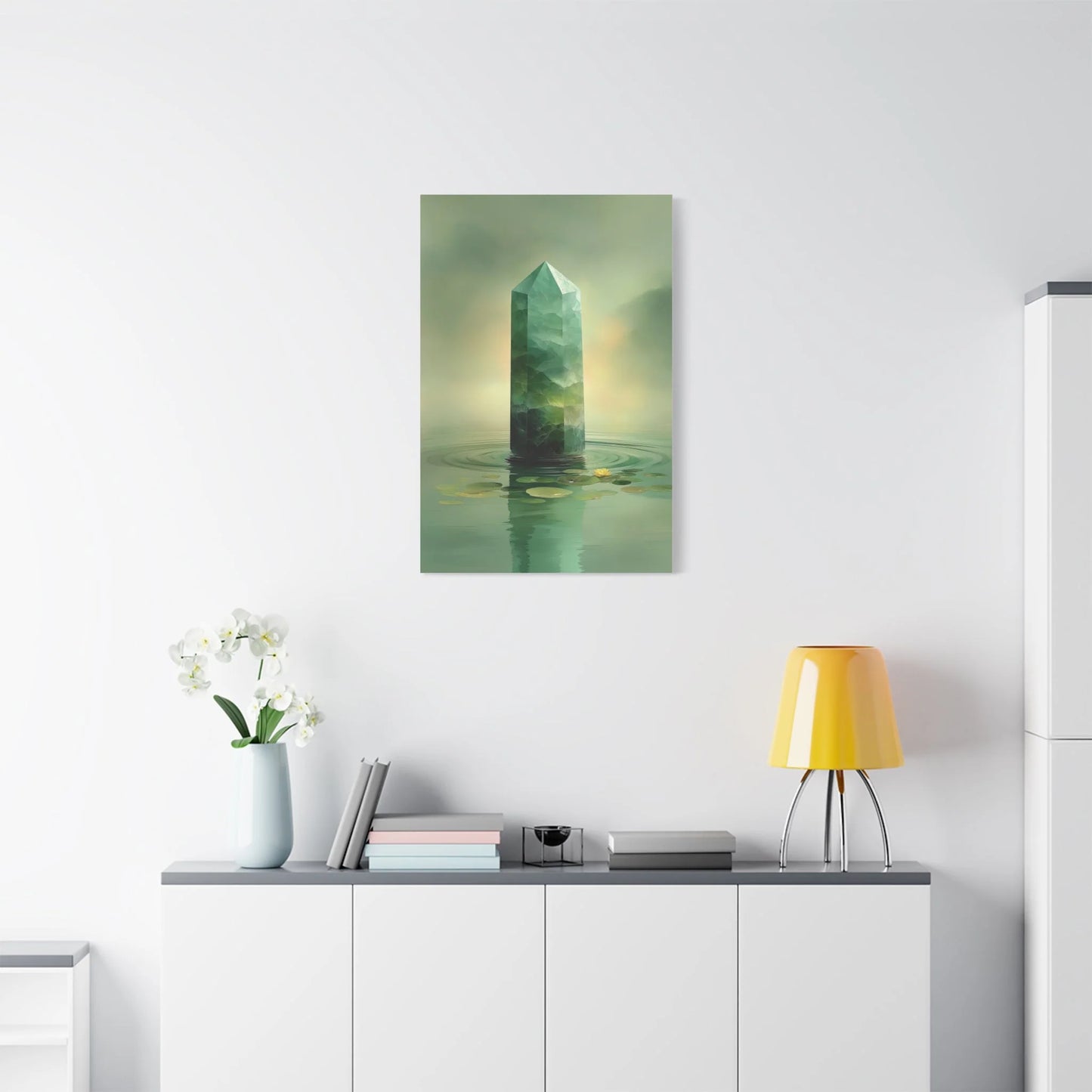 Tableau Tableau cristal jade ambiance japandi