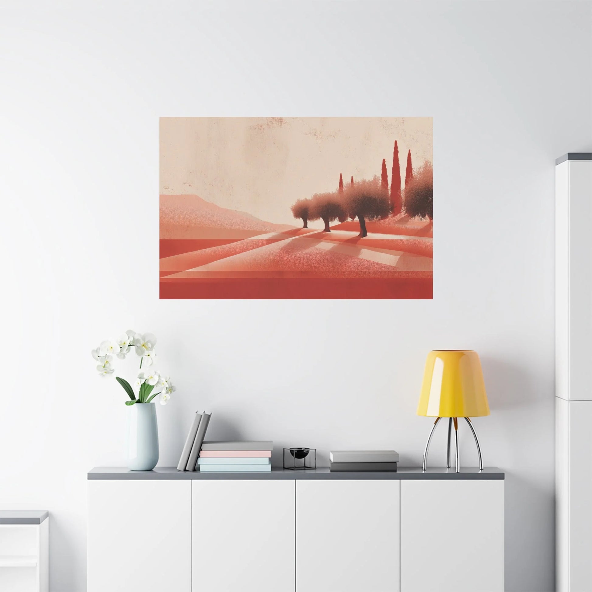Tableau décoration murale terracotta — oliveraie format horizontal