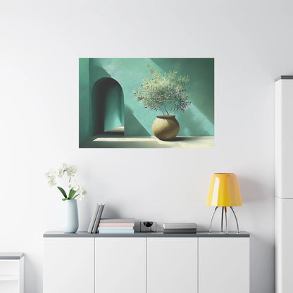 Tableau Terracotta vert sauge dans un salon contemporain