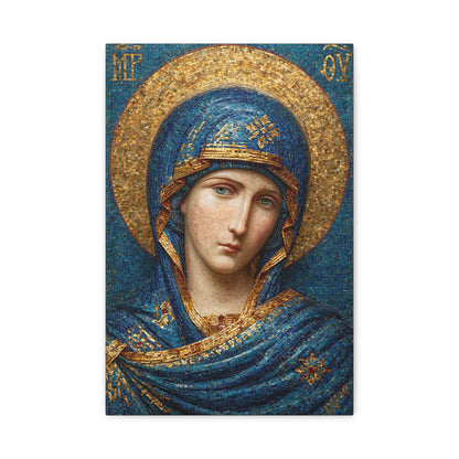 Tableau en Mosaïque Icône Vierge Chrétienne - Silence Doré