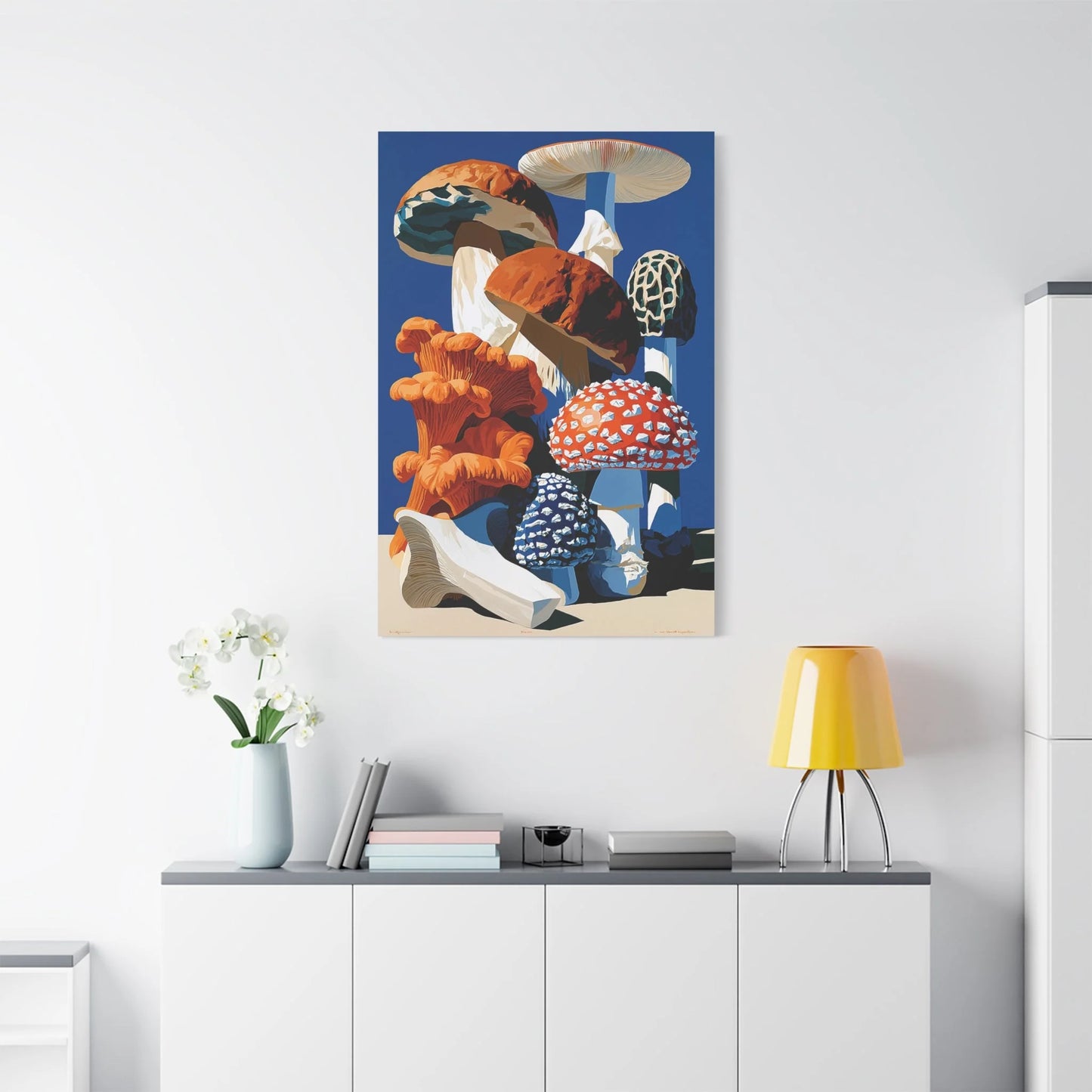 Tableau Nature Morte Planche Botanique Champignons - Cabinet Forestier - vue mur grande hauteur