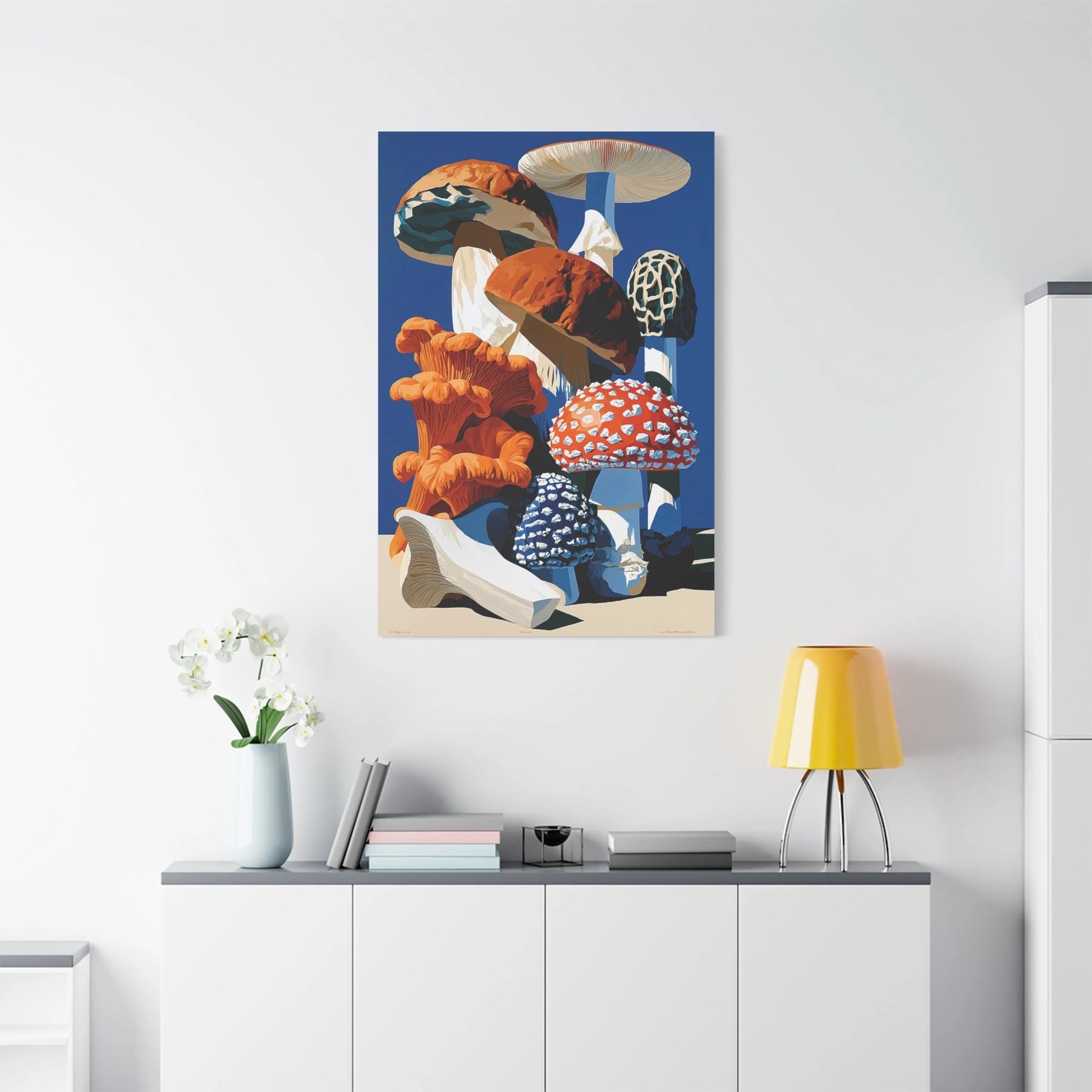 Tableau Nature Morte Planche Botanique Champignons - Cabinet Forestier - vue mur grande hauteur