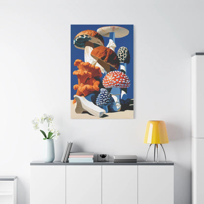 Tableau Nature Morte Planche Botanique Champignons - Cabinet Forestier - vue mur grande hauteur