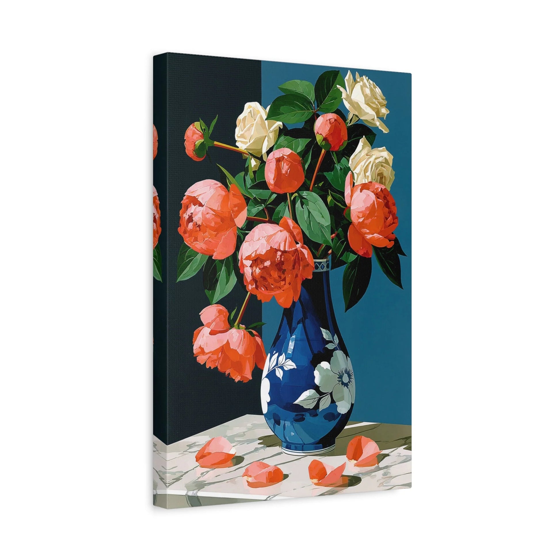 Tableau Nature Morte Pivoines Roses Romantiques - Bouquet Tendre - ambiance chambre adolescent