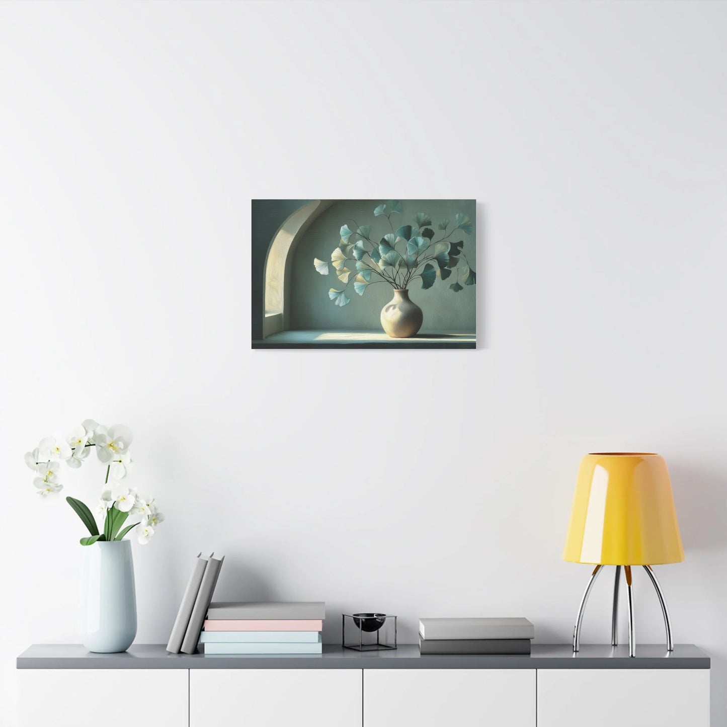 Tableau Vert sauge beige esprit hôtel boutique