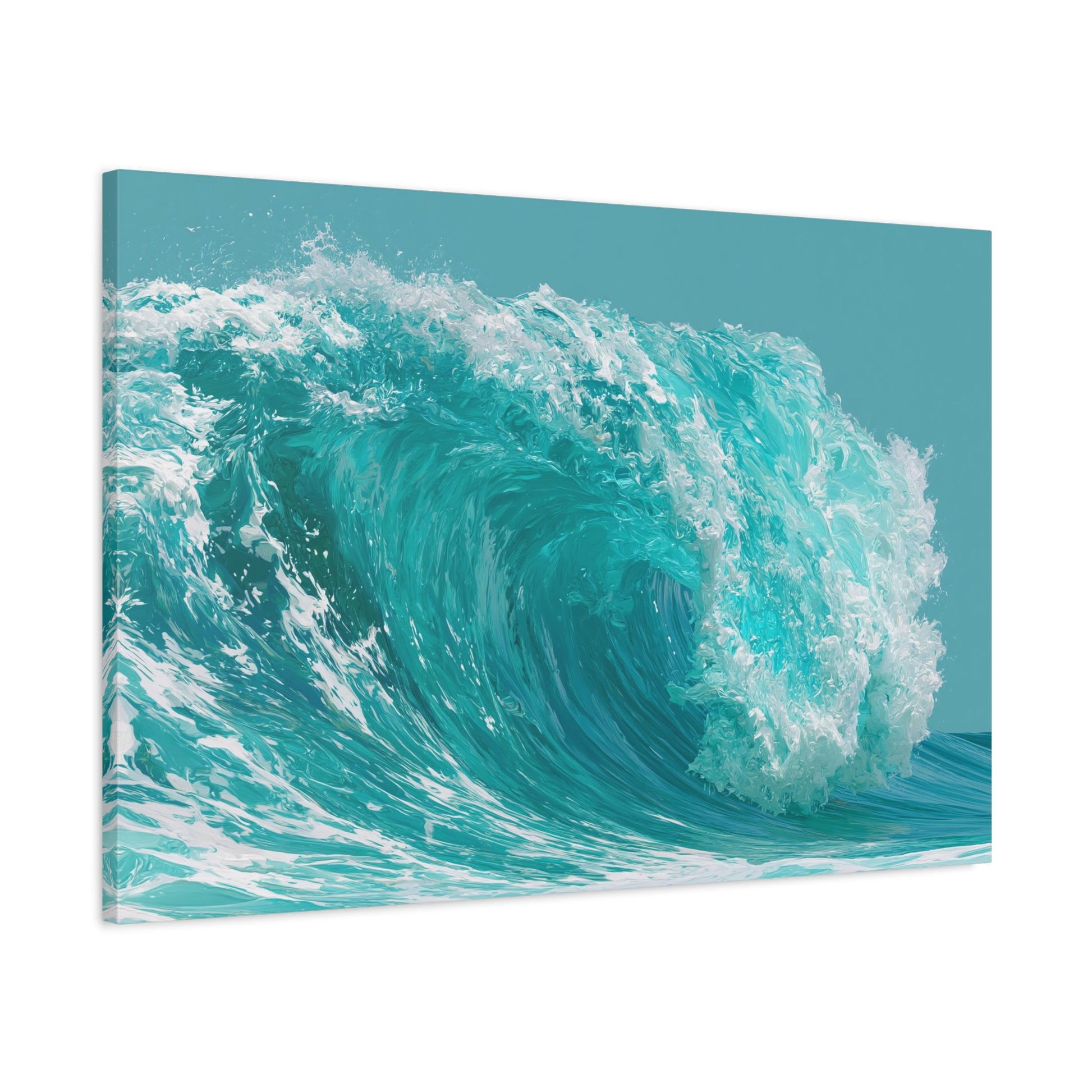 Grande vague turquoise graphique avec rouleau et ecume blanche - Art Virtuoso - vue 15/20