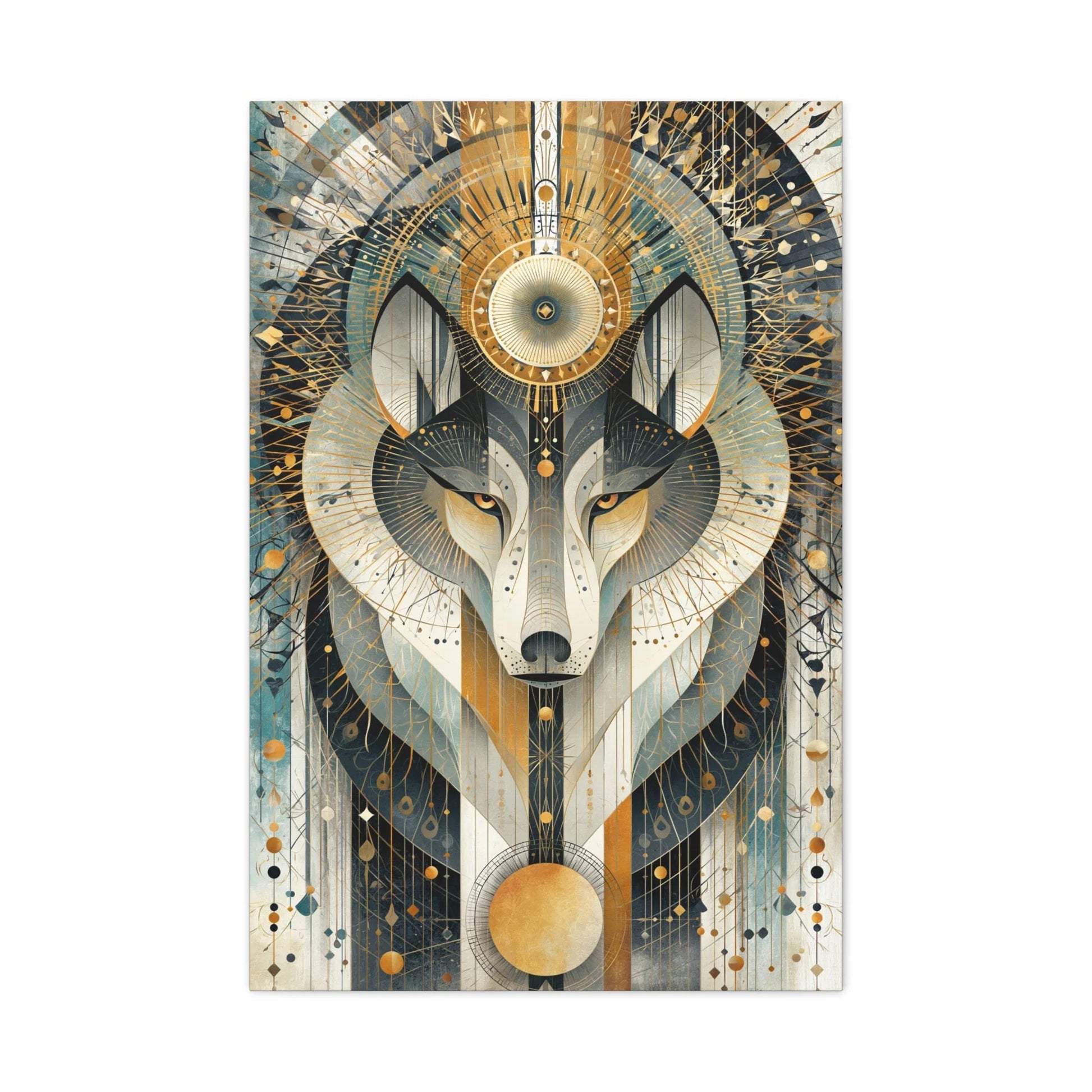 Tableau Loup Tribal - Mandala Ornemental - ambiance bureau créatif