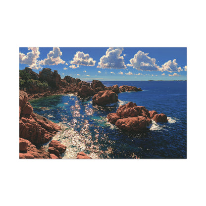 Rochers de granit rose en Bretagne devant une mer bleue lumineuse - Art Virtuoso - vue 5/20