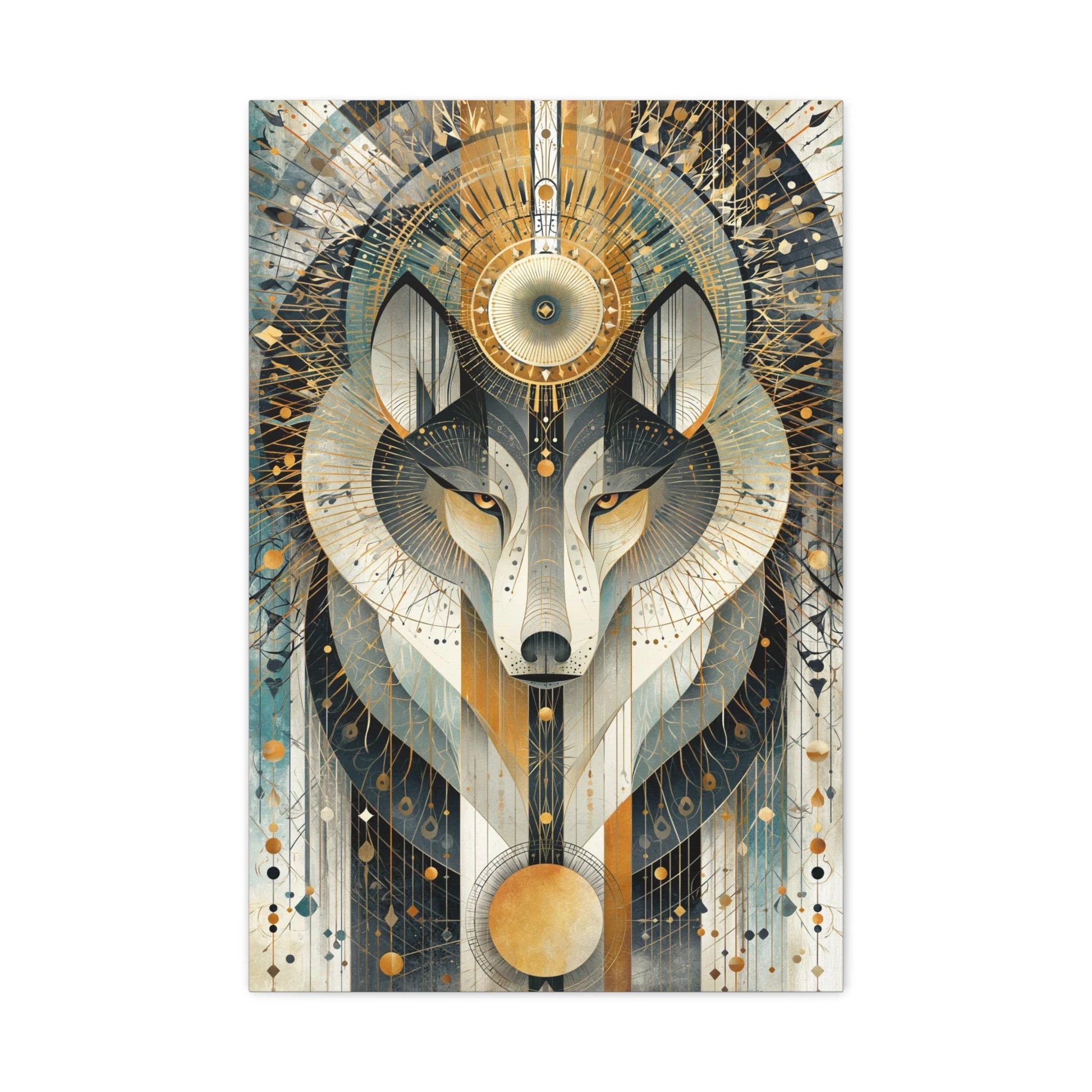 Tableau Loup Tribal - Mandala Ornemental - intégration salon scandinave