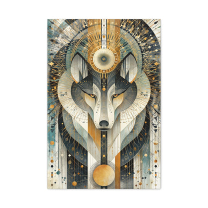 Tableau Loup Tribal - Mandala Ornemental - intégration salon scandinave