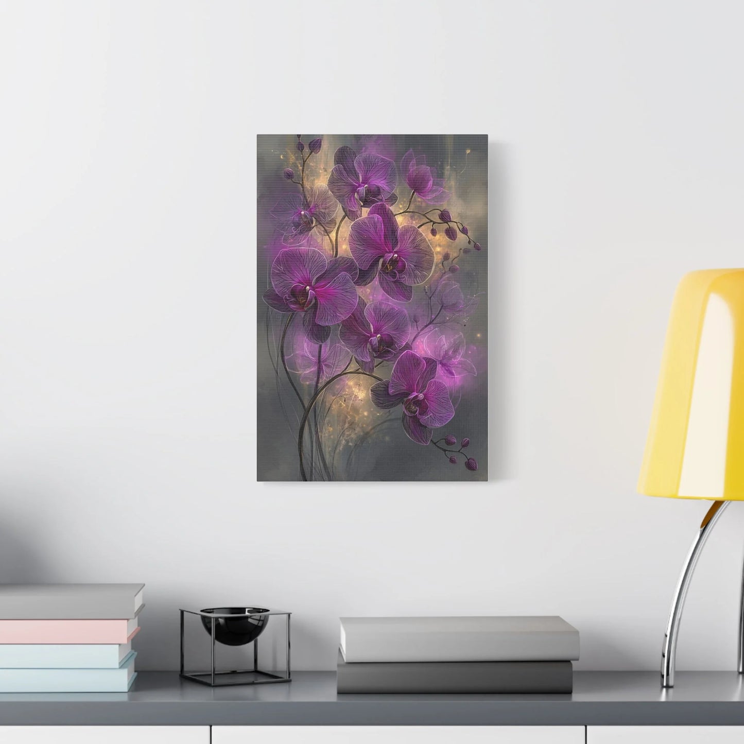 Tableau Orchidées violettes dans un hall d'hôtel luxe