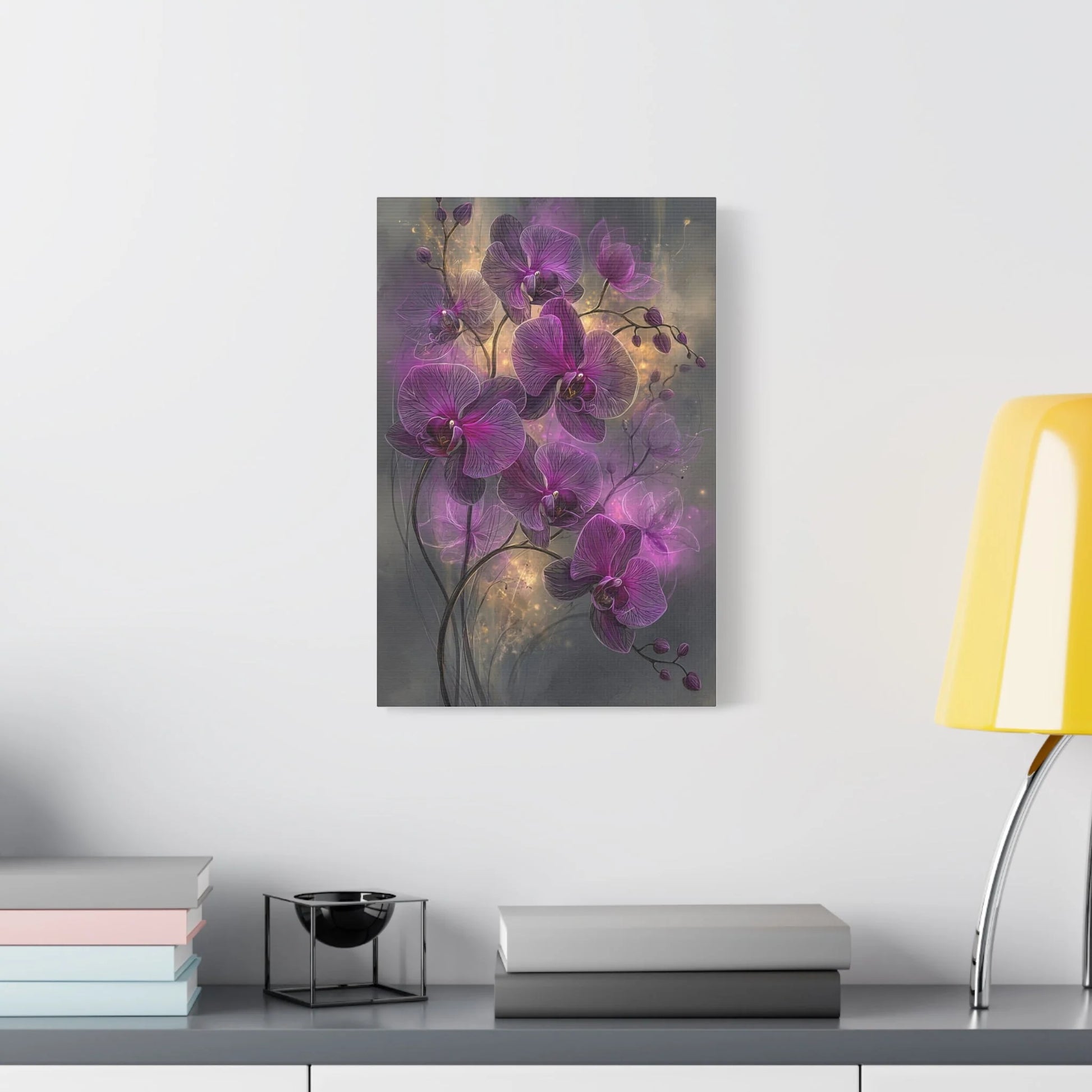 Tableau Orchidées violettes dans un hall d'hôtel luxe