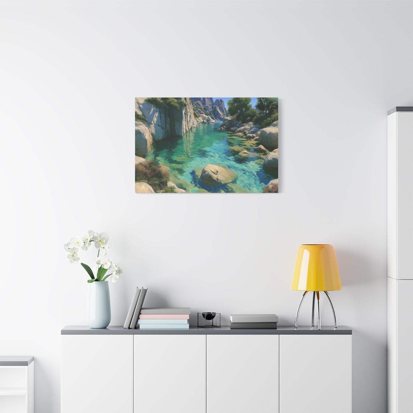 Calanque corse avec eau turquoise transparente et falaises rocheuses - Art Virtuoso - vue 16/20