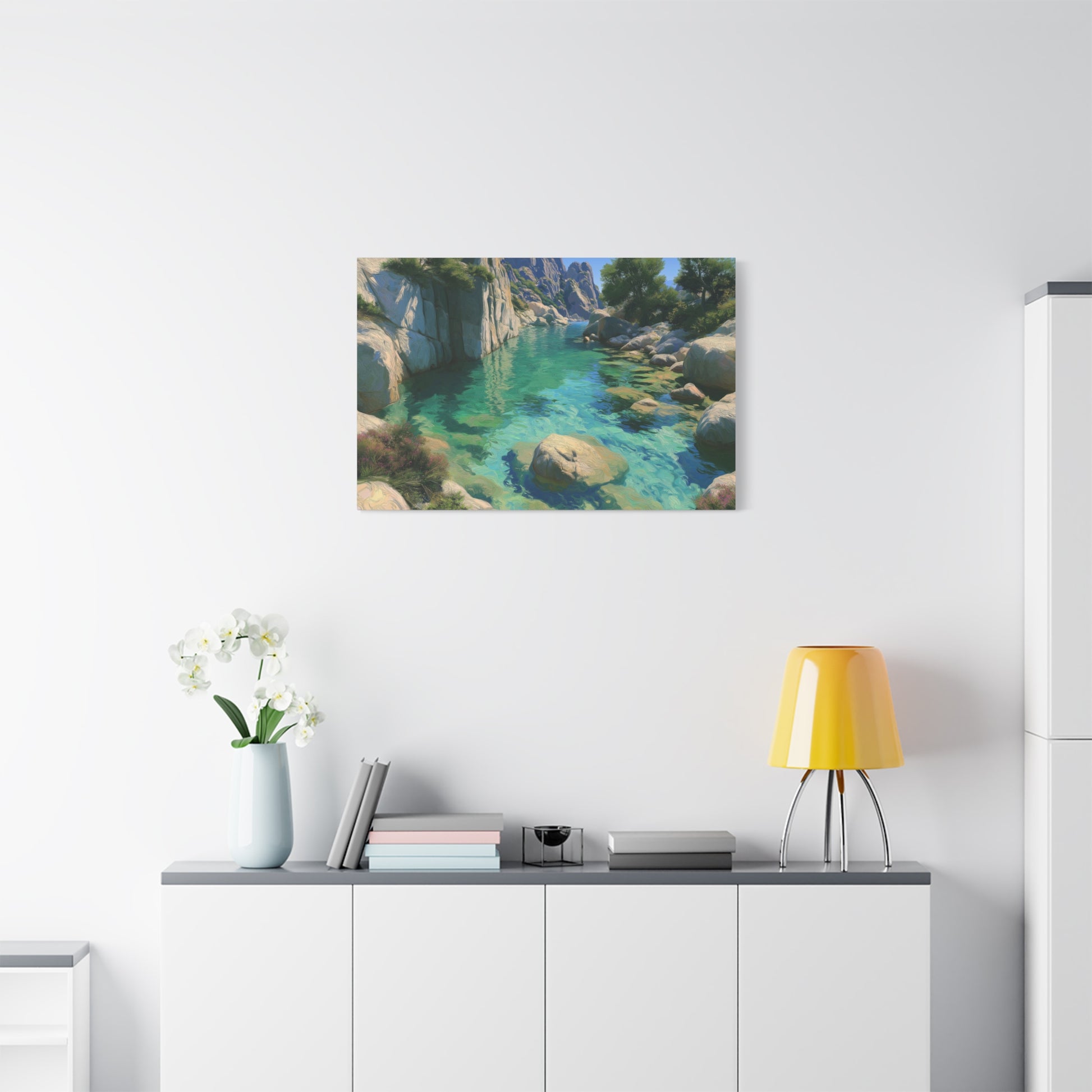 Calanque corse avec eau turquoise transparente et falaises rocheuses - Art Virtuoso - vue 16/20