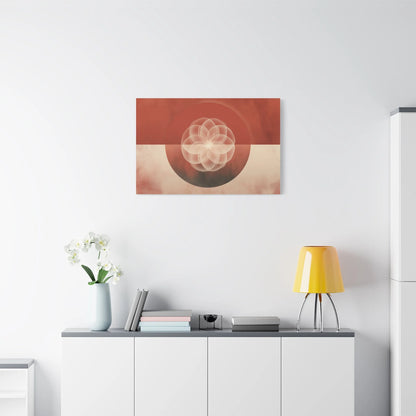 Tableau toile mandala terracotta dans un loft minimaliste