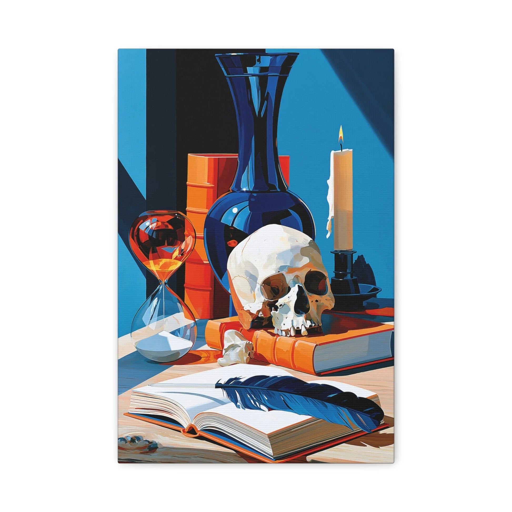 Tableau Nature Morte Vanitas Hollandaise Crâne Sablier - Leçon du Temps