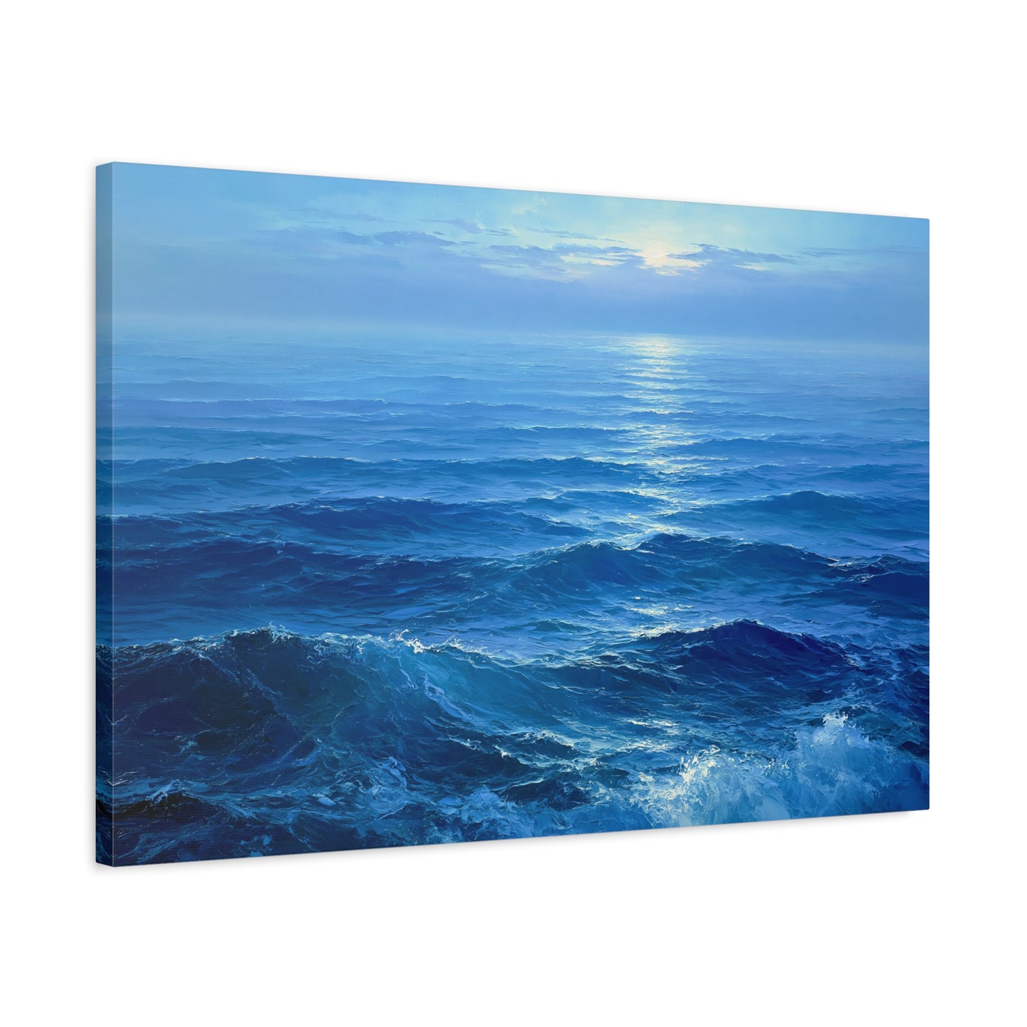 Ocean bleu profond avec vagues et lumiere claire sur l horizon - Art Virtuoso - vue 12/20